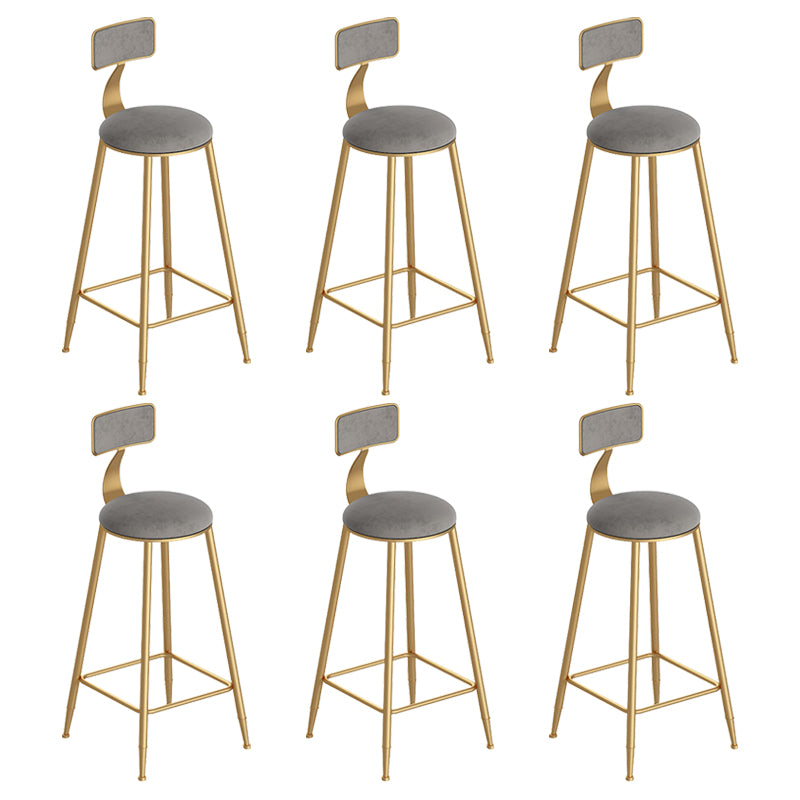 Scandinavian Footrest Counter Chair Low Back Round Upholstered Counter-height Stool