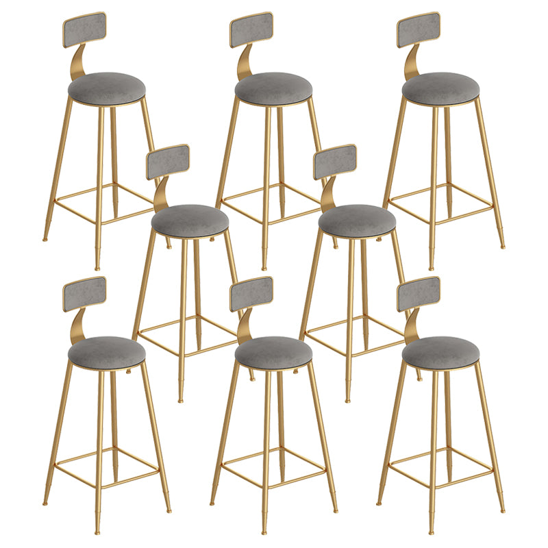 Scandinavian Footrest Counter Chair Low Back Round Upholstered Counter-height Stool