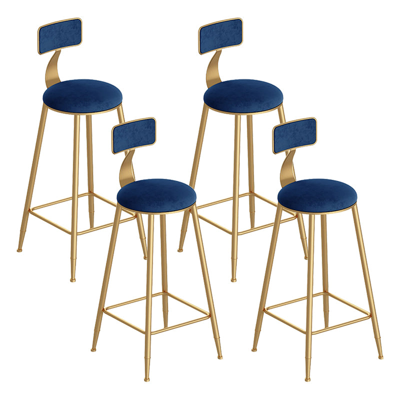 Scandinavian Footrest Counter Chair Low Back Round Upholstered Counter-height Stool