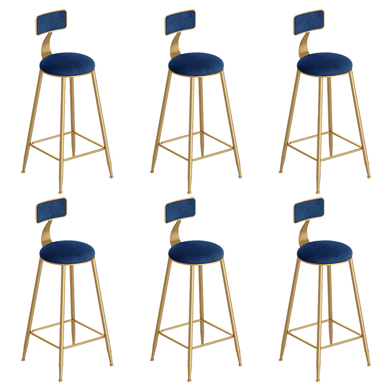 Scandinavian Footrest Counter Chair Low Back Round Upholstered Counter-height Stool