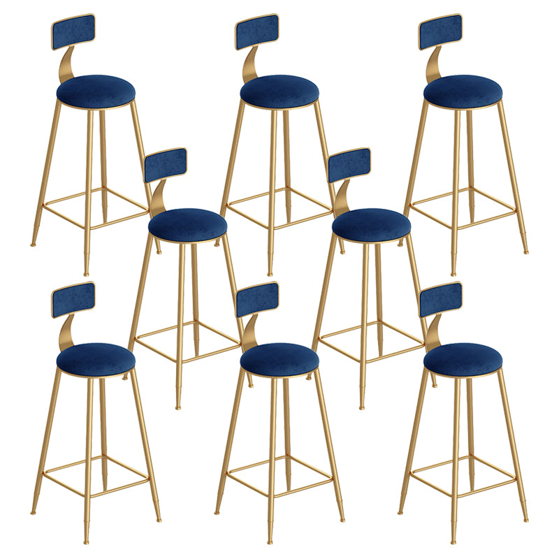 Scandinavian Footrest Counter Chair Low Back Round Upholstered Counter-height Stool