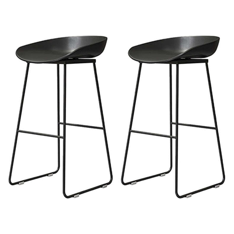Coffee Shop Counter Stool Glam Metal Footrest Low Back Counter Stools