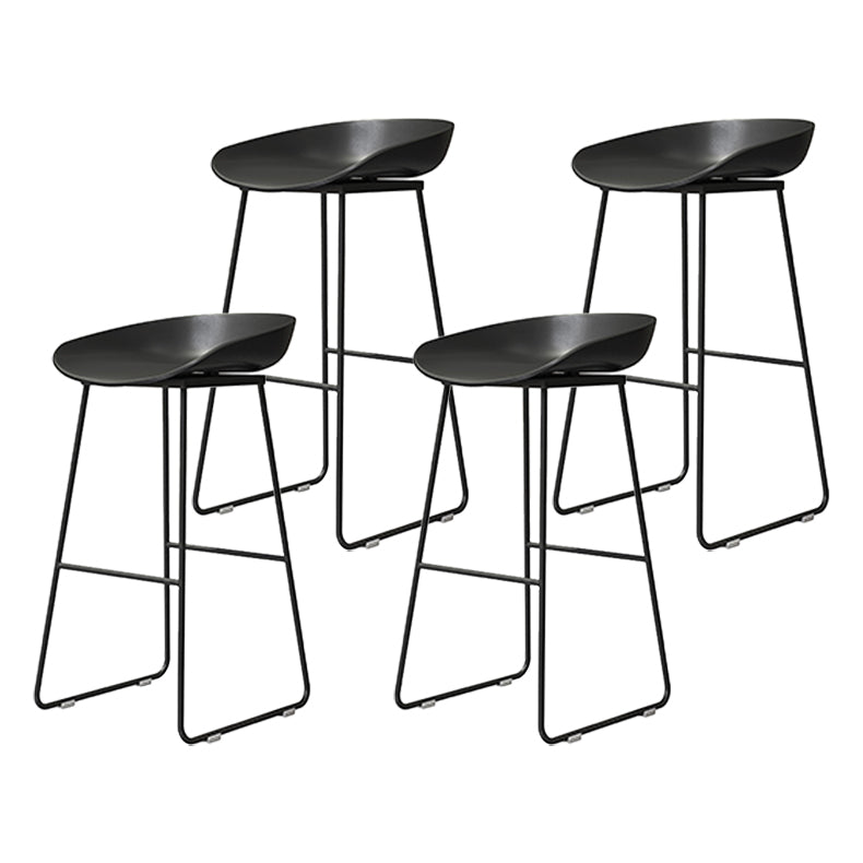 Coffee Shop Counter Stool Glam Metal Footrest Low Back Counter Stools