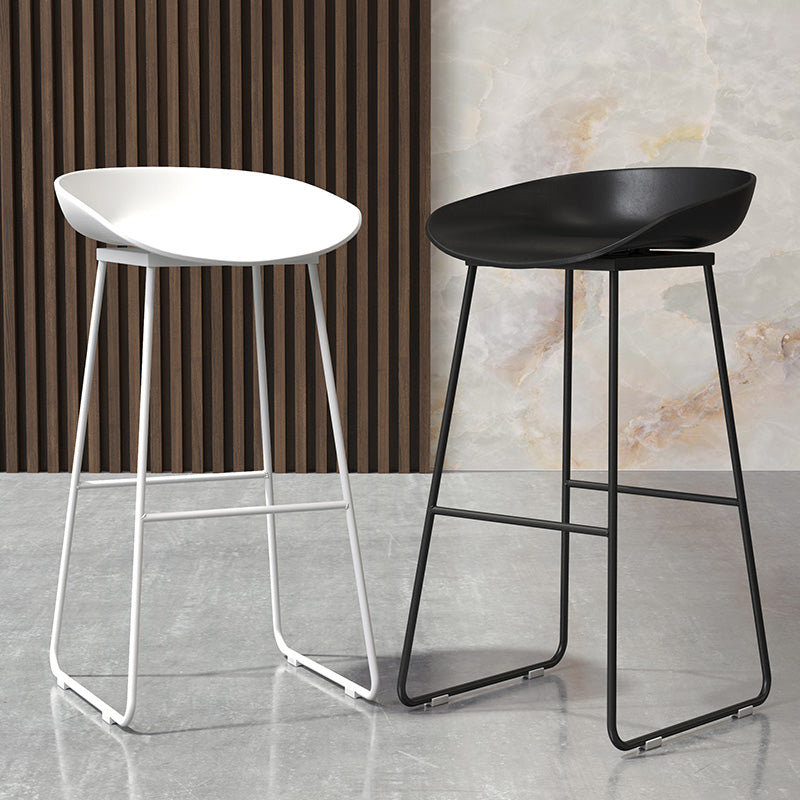 Coffee Shop Counter Stool Glam Metal Footrest Low Back Counter Stools