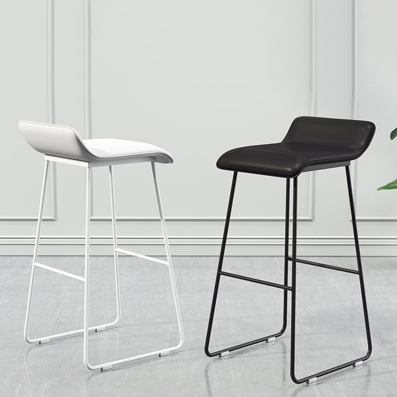 Coffee Shop Counter Stool Glam Metal Footrest Low Back Counter Stools