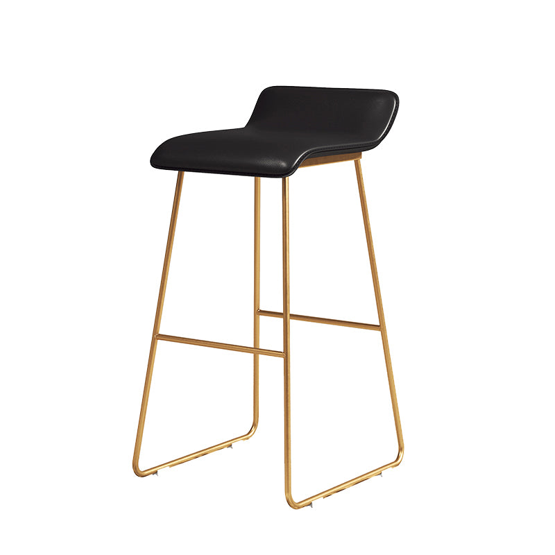 Coffee Shop Counter Stool Glam Metal Footrest Low Back Counter Stools