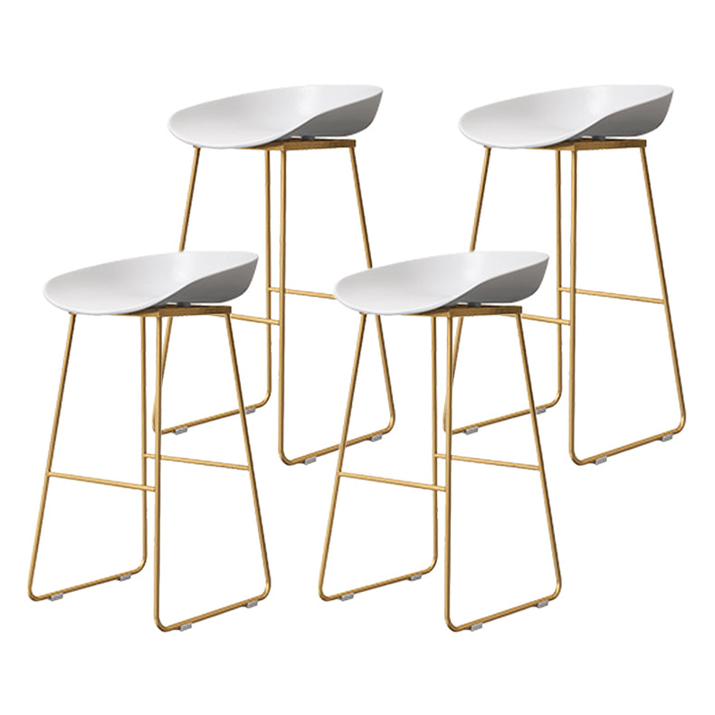 Coffee Shop Counter Stool Glam Metal Footrest Low Back Counter Stools
