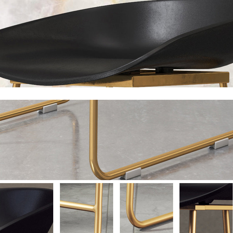 Coffee Shop Counter Stool Glam Metal Footrest Low Back Counter Stools