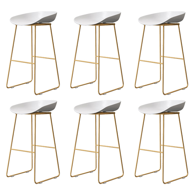 Coffee Shop Counter Stool Glam Metal Footrest Low Back Counter Stools