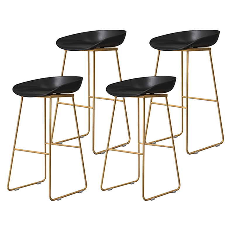 Coffee Shop Counter Stool Glam Metal Footrest Low Back Counter Stools