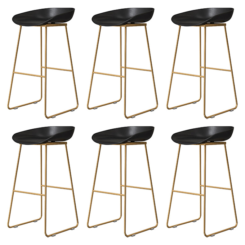 Coffee Shop Counter Stool Glam Metal Footrest Low Back Counter Stools