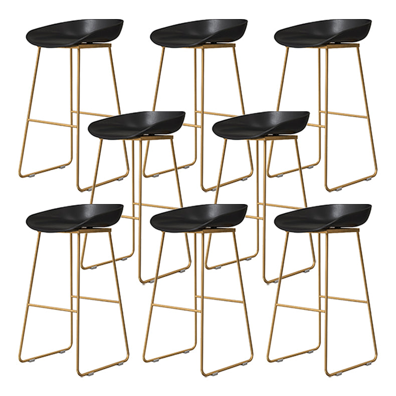Coffee Shop Counter Stool Glam Metal Footrest Low Back Counter Stools
