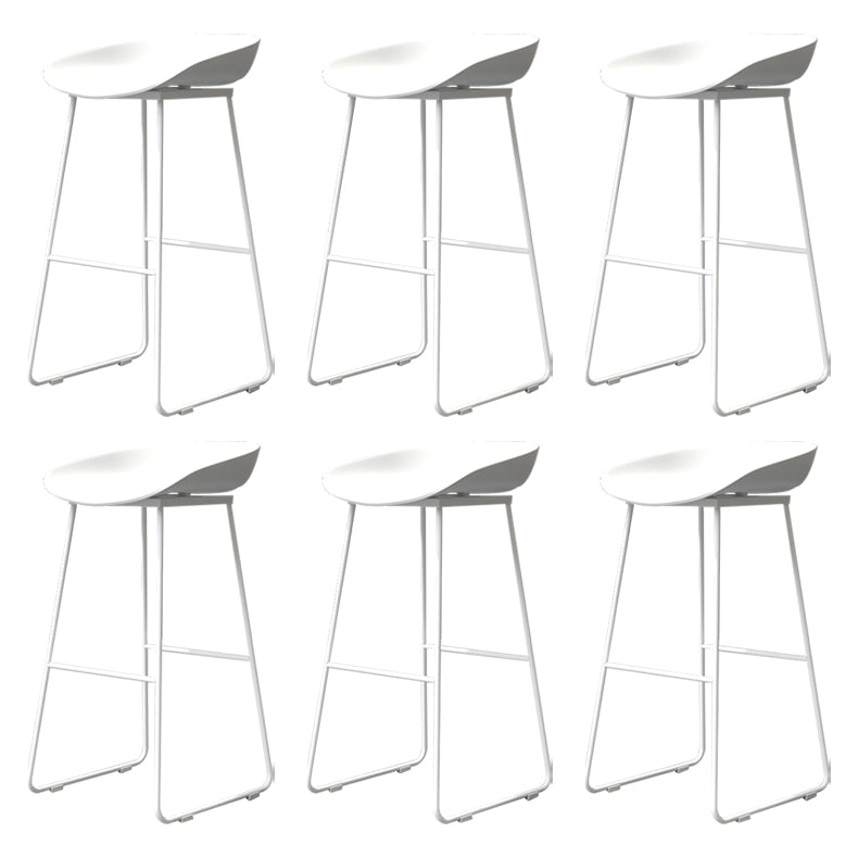 Coffee Shop Counter Stool Glam Metal Footrest Low Back Counter Stools