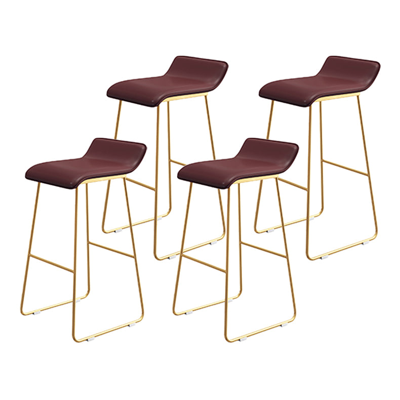 Coffee Shop Counter Stool Glam Metal Footrest Low Back Counter Stools