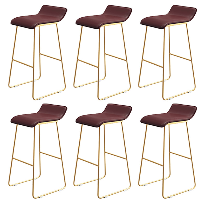 Coffee Shop Counter Stool Glam Metal Footrest Low Back Counter Stools