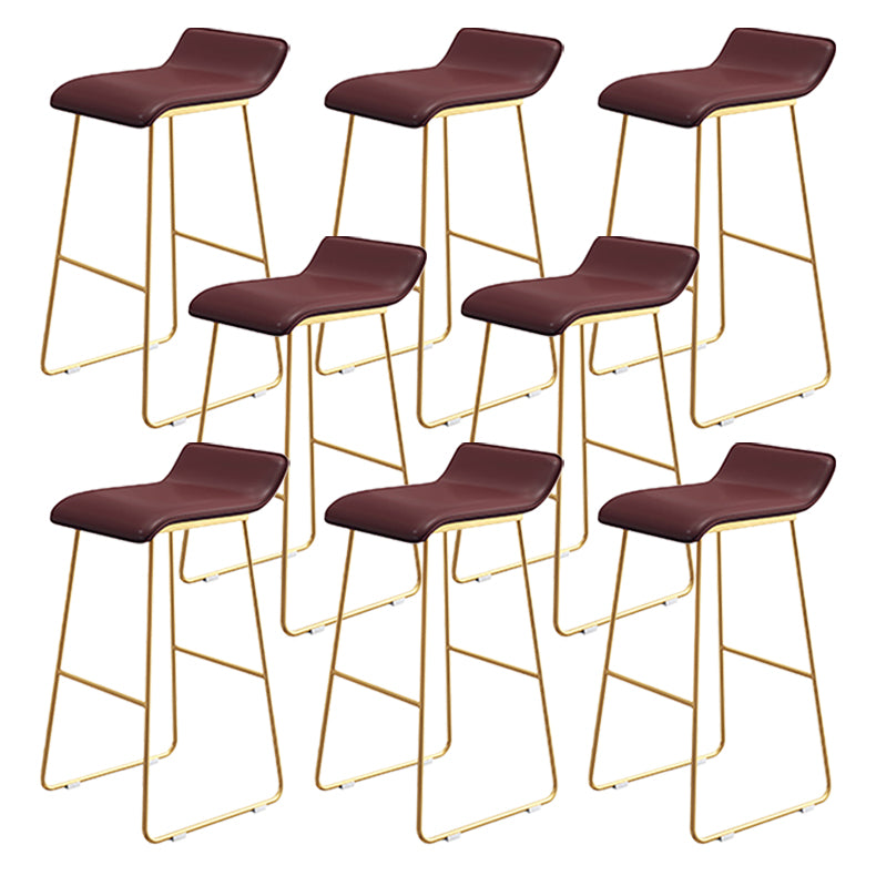 Coffee Shop Counter Stool Glam Metal Footrest Low Back Counter Stools