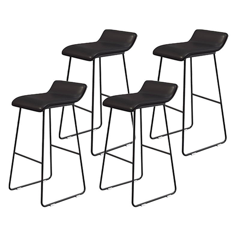 Coffee Shop Counter Stool Glam Metal Footrest Low Back Counter Stools