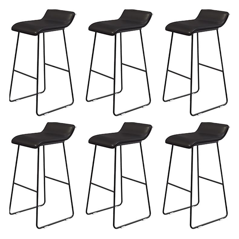 Coffee Shop Counter Stool Glam Metal Footrest Low Back Counter Stools