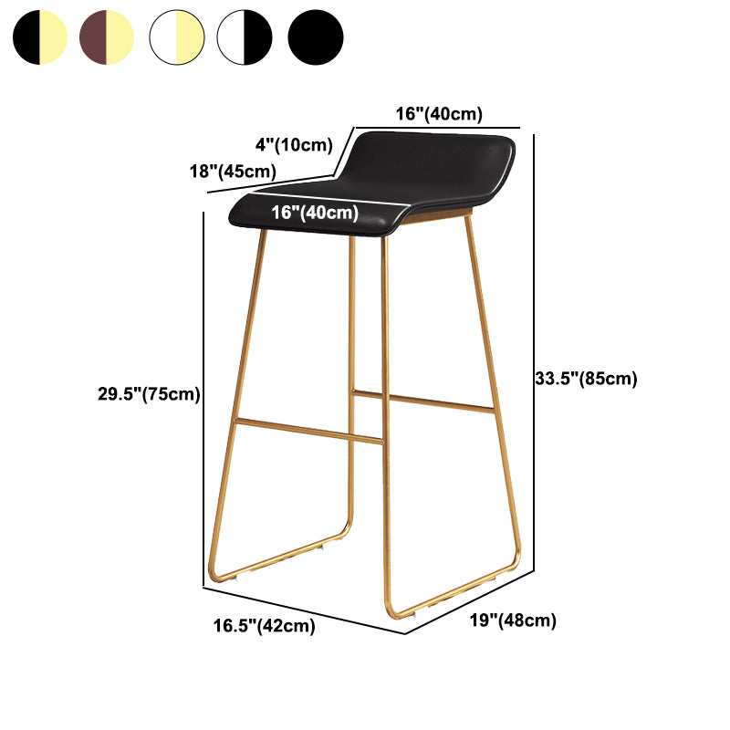 Coffee Shop Counter Stool Glam Metal Footrest Low Back Counter Stools