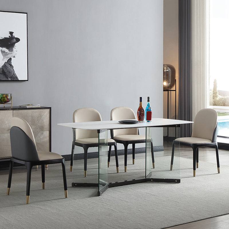 Designer Style Sintered Stone Dining Set Rectangle 1/2/5/7 Pieces Dining Room Table Set