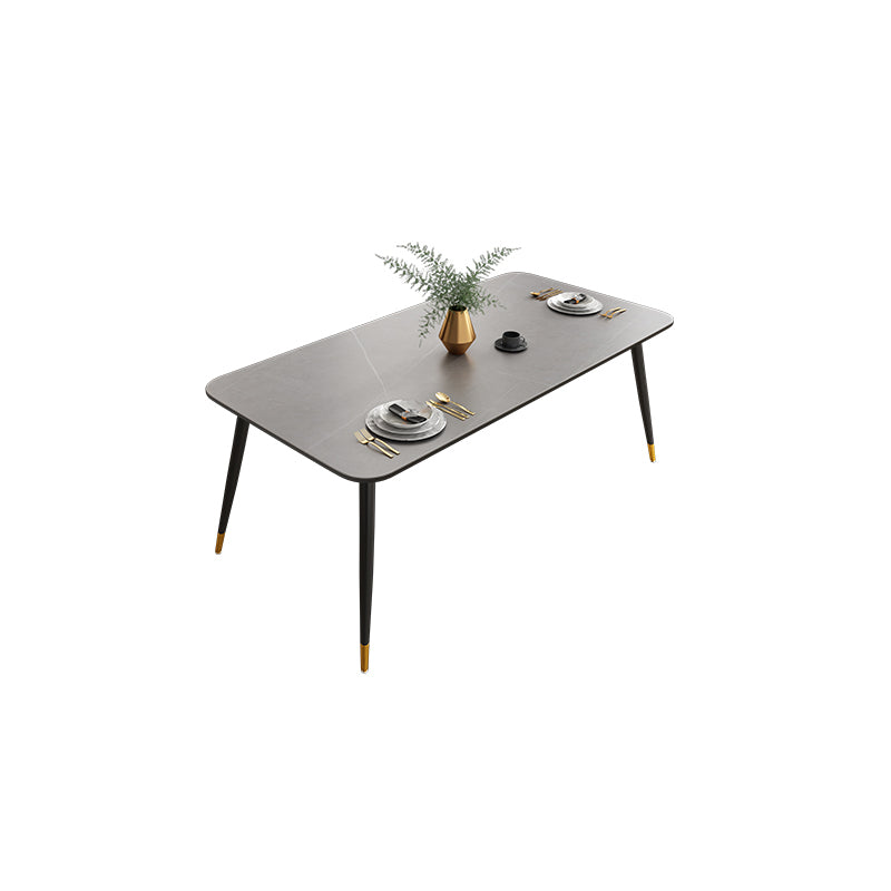 Modern Rectangle Dining Table Set 1/2/5/7 Pieces Grey Sintered Stone Top Dinette Set