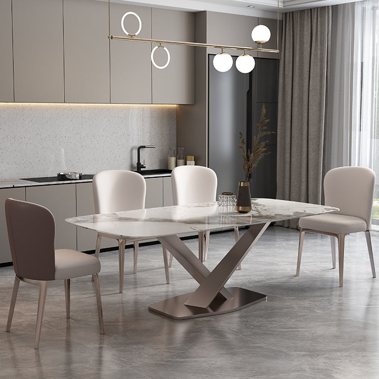 Modern Sintered Stone Top Dining Set Rectangle 1/4/5/6/7 Pieces Dining Room Table Set
