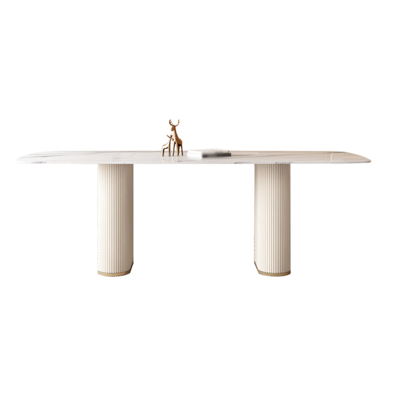 Modern Leatherwear Dinette Set 1/4/5/7 Pieces White Sintered Stone Top Dining Table Set
