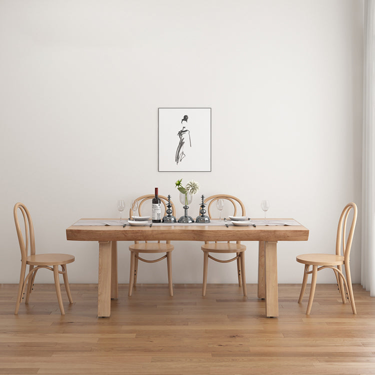 Living Room Solid Wood Top Table Modern Simple Table with 4 Legs