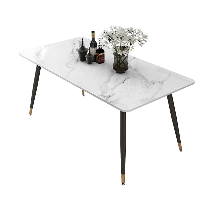 Tripod Base Dining Table Traditional Luxury Rectangle Stone and Iron Dining Table