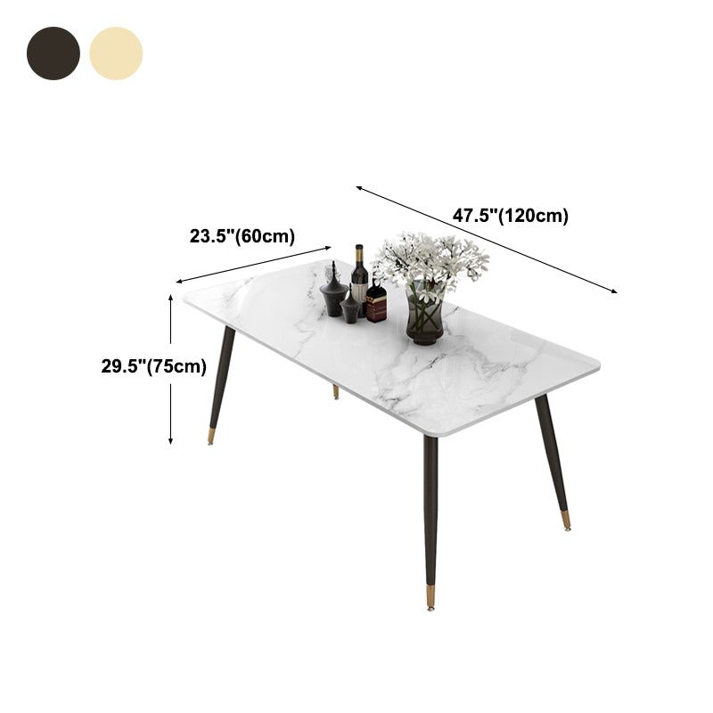 Tripod Base Dining Table Traditional Luxury Rectangle Stone and Iron Dining Table
