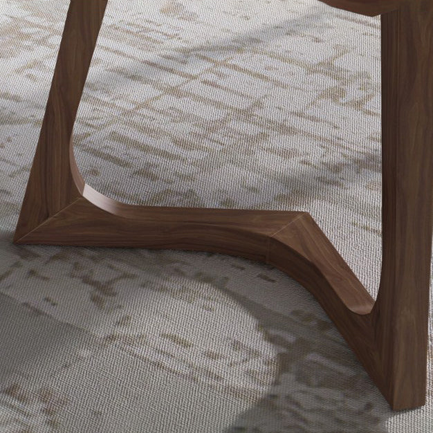 Brown Finish Legs Dining Site Table Modern Stone Top Rectangle Counter Dining Table