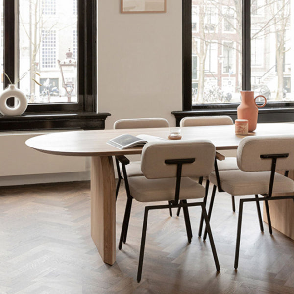 Oval Modern Dining Table Pine Solid Wood Natural Dining Room Collection