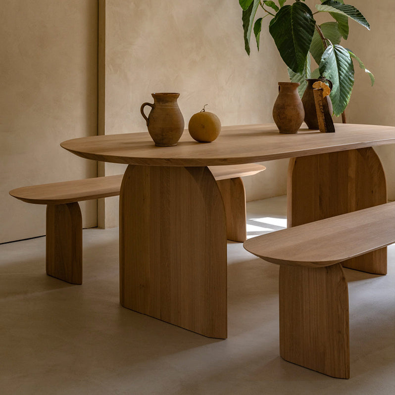 Oval Modern Dining Table Pine Solid Wood Natural Dining Room Collection