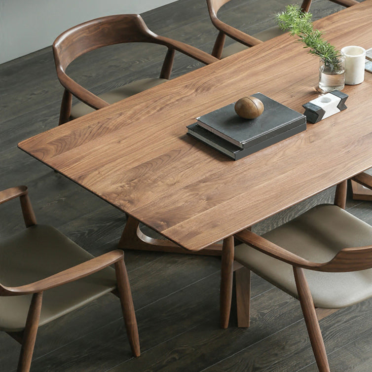 Modern Rectangle Solid Wood Table Standard Height Dining Table for Living Room