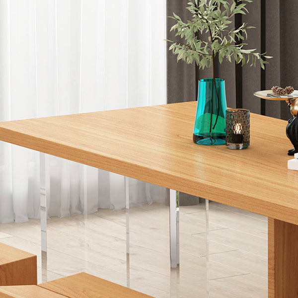 Modern Wood Table in Brown for Restaurant Rectangle Table with Acrylic Base