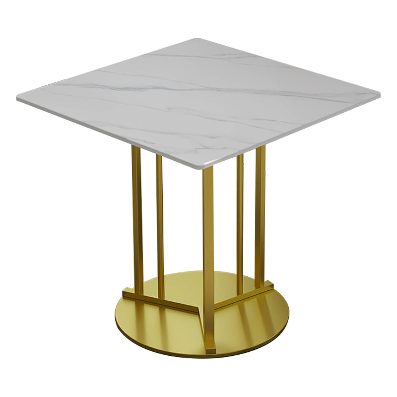 Metal Base Dining Table Glam Style White Stone Top Dining Table for Living Room
