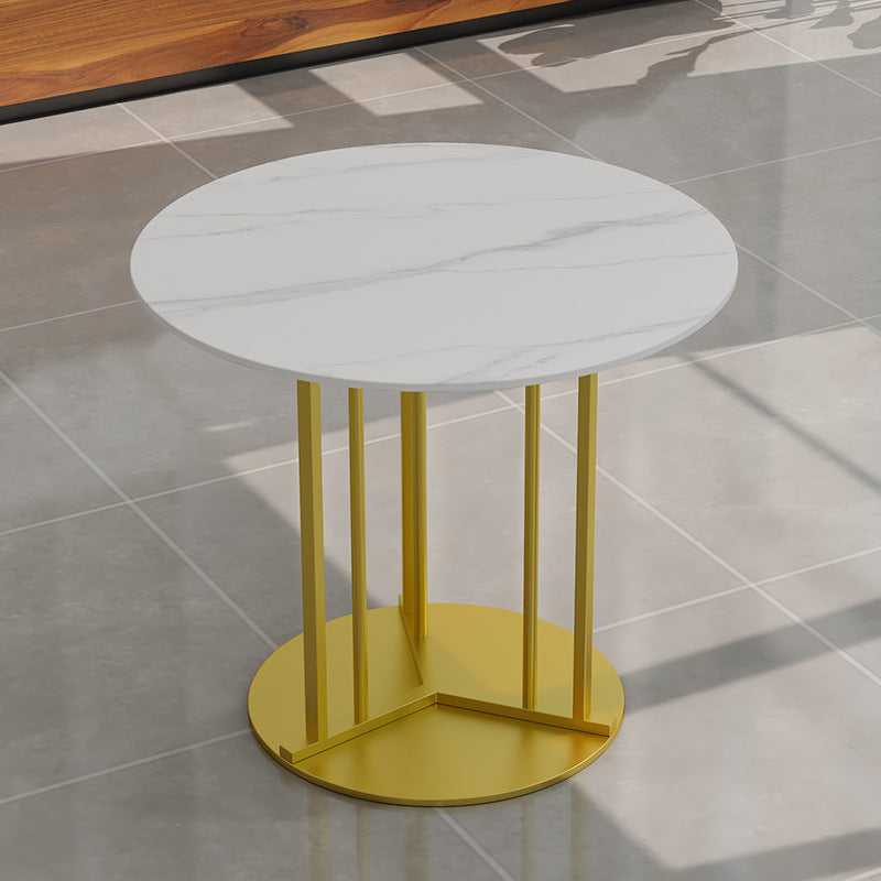 Metal Base Dining Table Glam Style White Stone Top Dining Table for Living Room