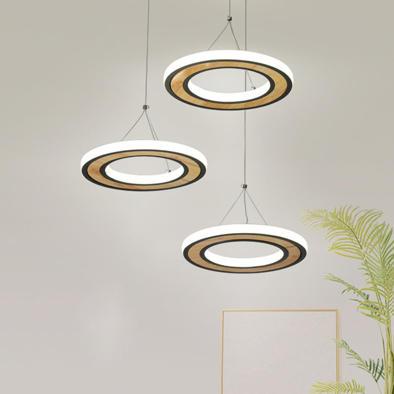 Anillo de metal LED Lighting Modern Style Modern 3 Lights Multi lámparas Coste en negro para sala de estar