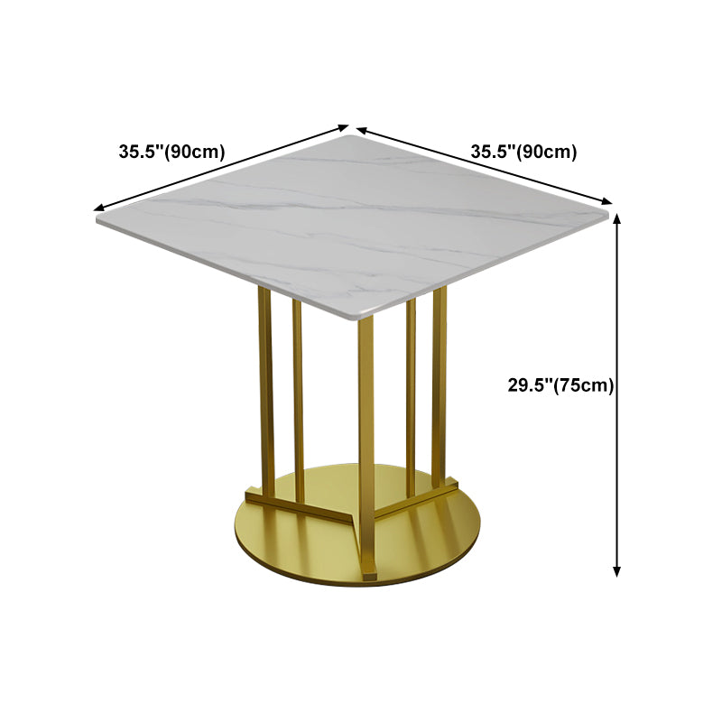 Metal Base Dining Table Glam Style White Stone Top Dining Table for Living Room