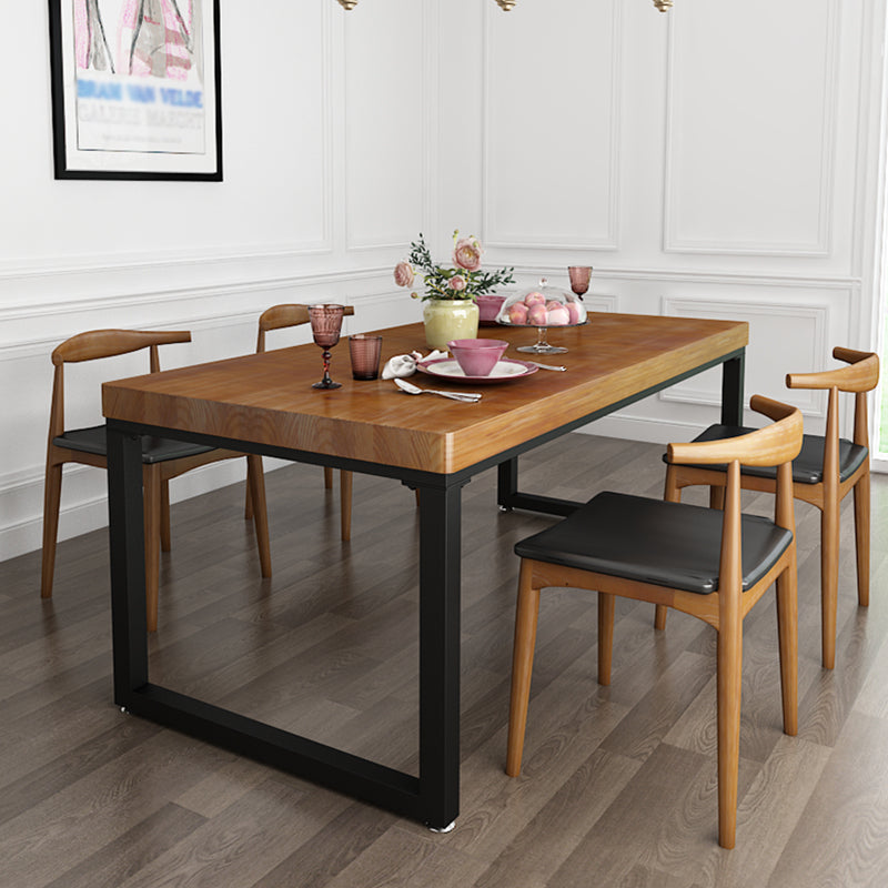Natural and Black Dining Site Table Industrial Wood and Metal Dining Table