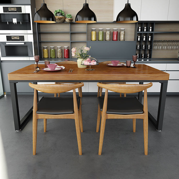 Natural and Black Dining Site Table Industrial Wood and Metal Dining Table