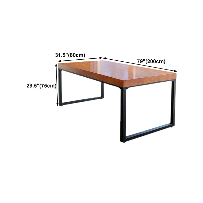 Natural and Black Dining Site Table Industrial Wood and Metal Dining Table
