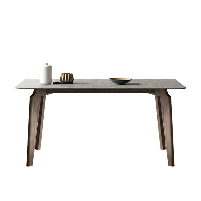 Modern Rectangle Counter Dining Table Brown Wood Finish Legs Dining Table