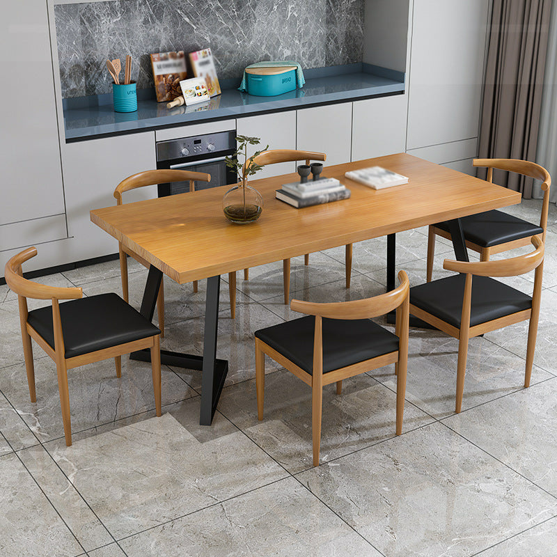 Metal Industrial Rectangle Table Pine Solid Wood Top Table with Sled Base
