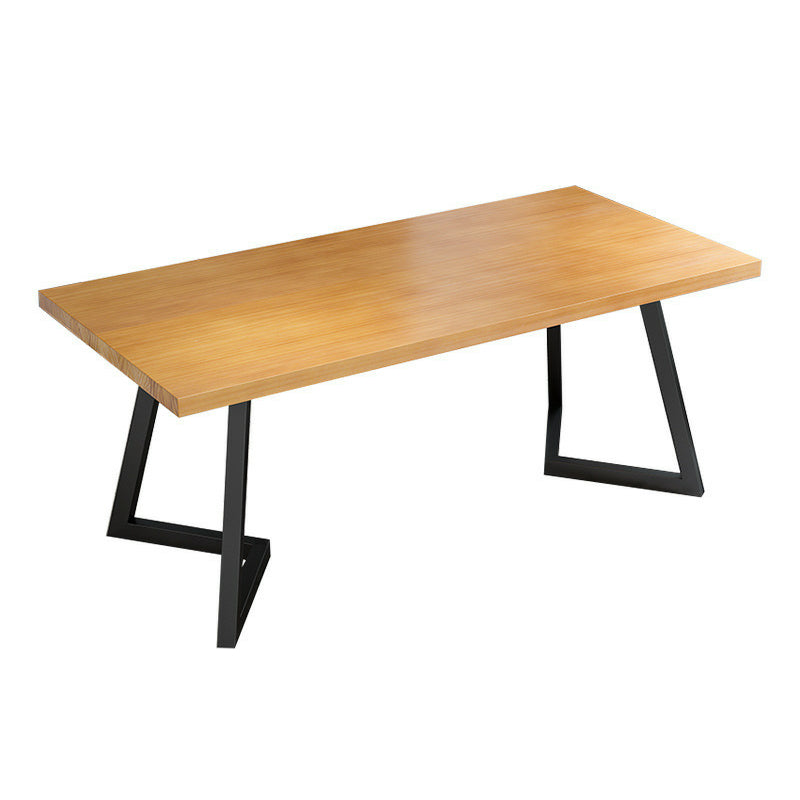 Metal Industrial Rectangle Table Pine Solid Wood Top Table with Sled Base