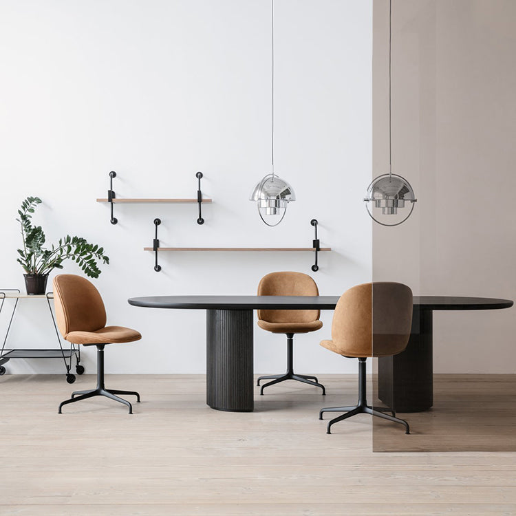 Modern Style Oval Table Solid Wood Double Pedestal Dining Room Furniture