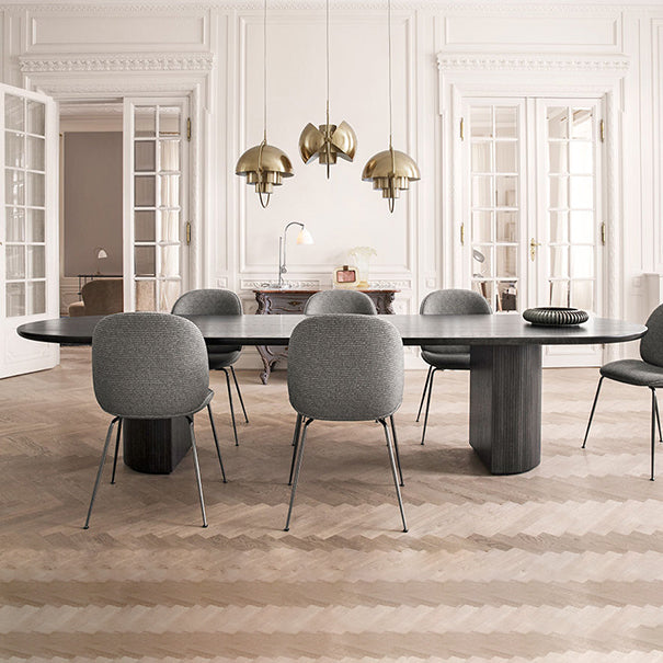 Modern Style Oval Table Solid Wood Double Pedestal Dining Room Furniture