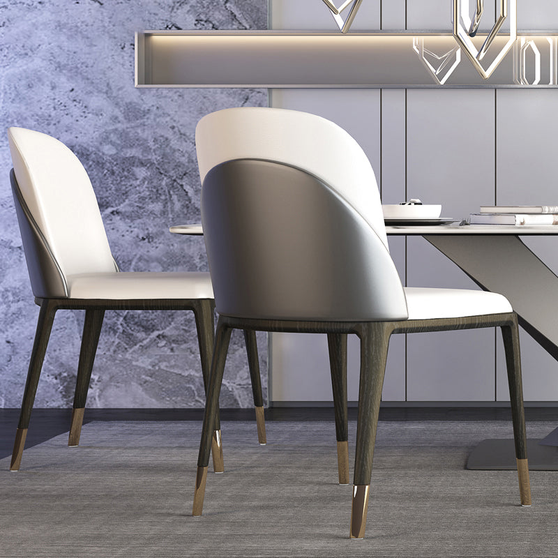 Armless Dining Chairs Modern Faux Leather Side Chairs for Home