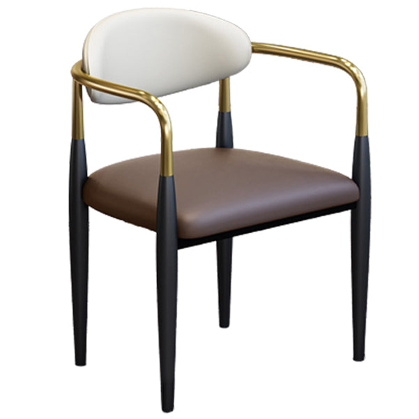 Modern Arm Chair Leather Open Back Dining Chair for Dining Room