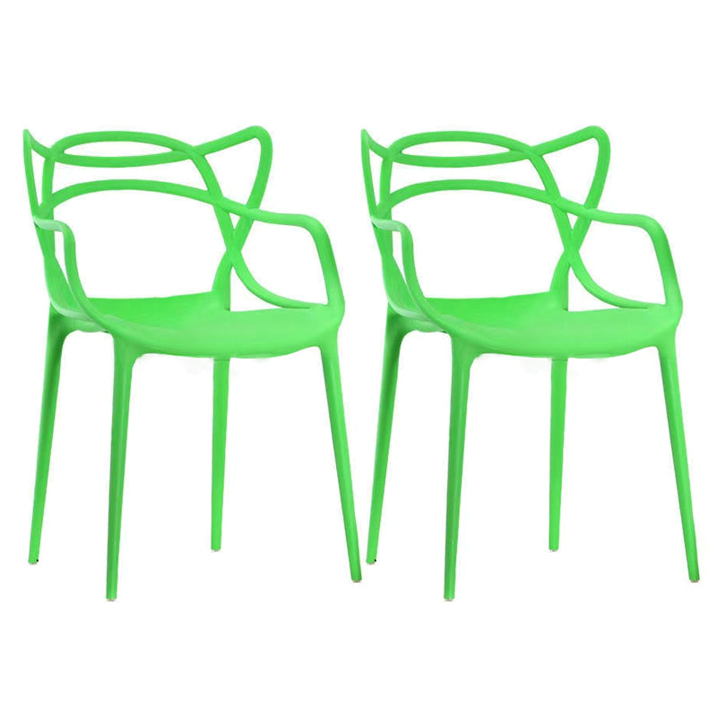 Contemporary Style Dining Armchair Plastic Open Back Dining Chair